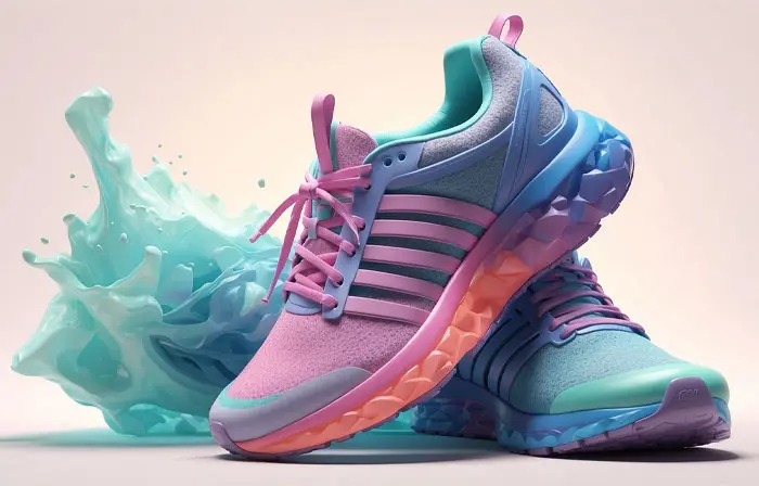 Dynamic Multicolor Shoes 3D Illustration